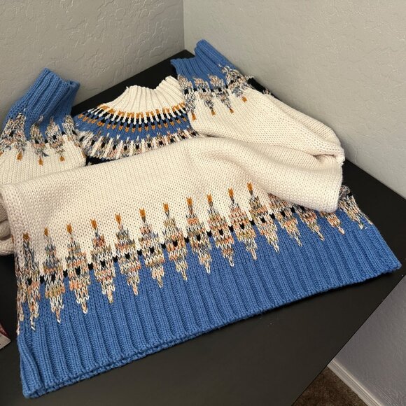 Cocobleu Fair Isle Cozy Knit Mock Turtleneck Pullover Sweater Size M - Picture 11 of 11